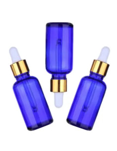 Recipiente sticla albastra, cu pipeta, set 2