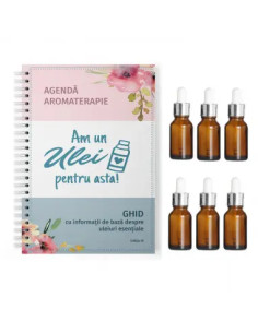 Agenda si ghid pentru uleiuri esentiale cu 6 sticlute