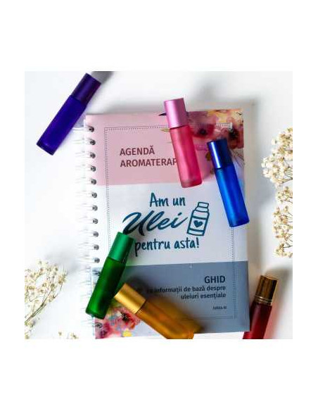 Agenda si ghid pentru uleiuri esentiale + 6 sticlute roll-on de 10ml