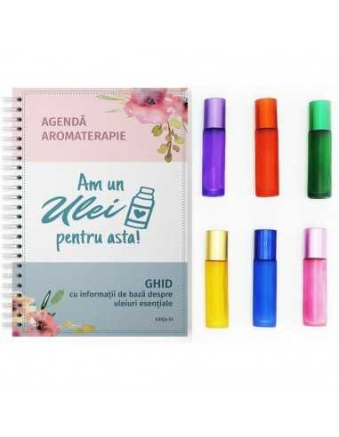 Agenda si ghid pentru uleiuri esentiale + 6 sticlute roll-on de 10ml