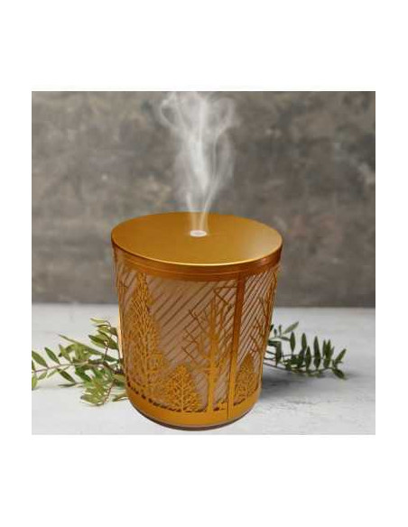 Aromadifuzor elegant, cu design aurit și motive naturale