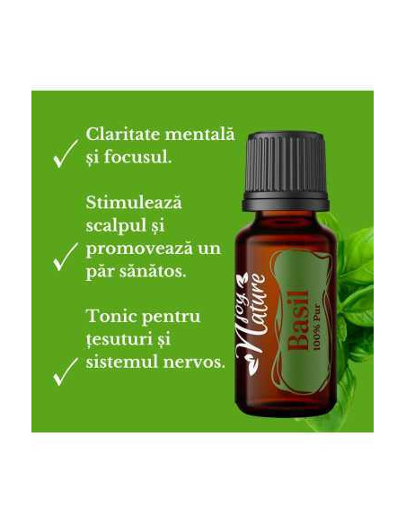 Ulei Esențial Pur de Busuioc - Basil / Ocimum Canum (15ml)