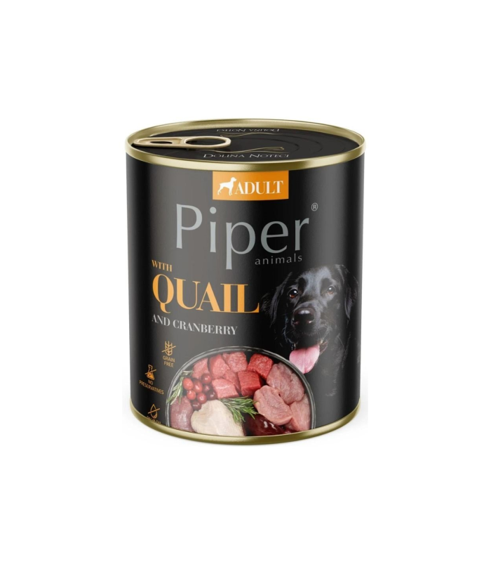 Piper, Hrana Umeda pentru caini cu carne de Prepelita si Merisor 800 g