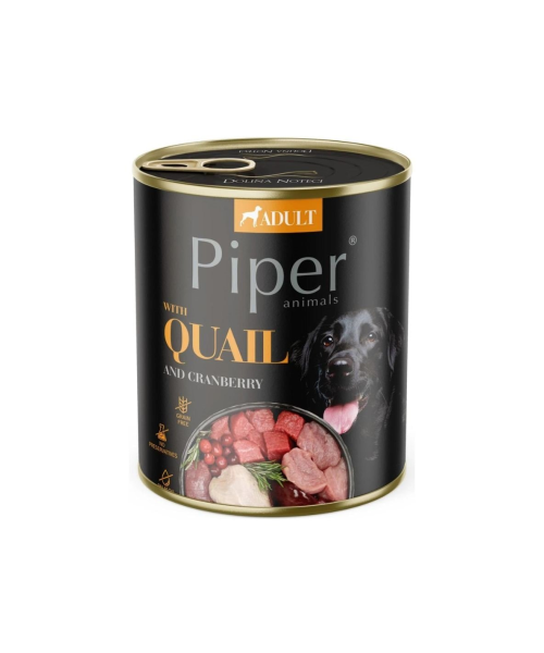 Piper, Hrana Umeda pentru caini cu carne de Prepelita si Merisor 800 g