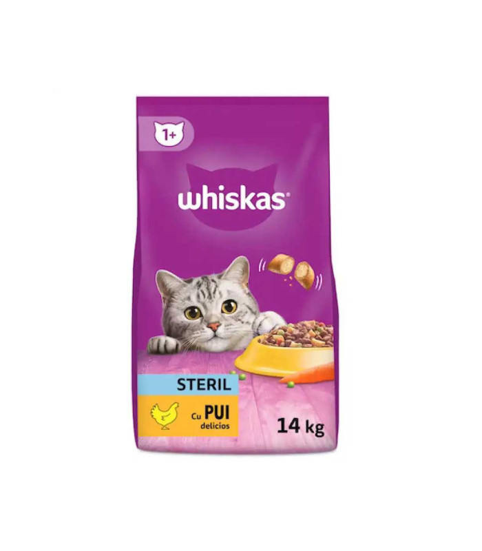 WHISKAS Hrana uscata pisici adulte Sterile cu pui 14kg