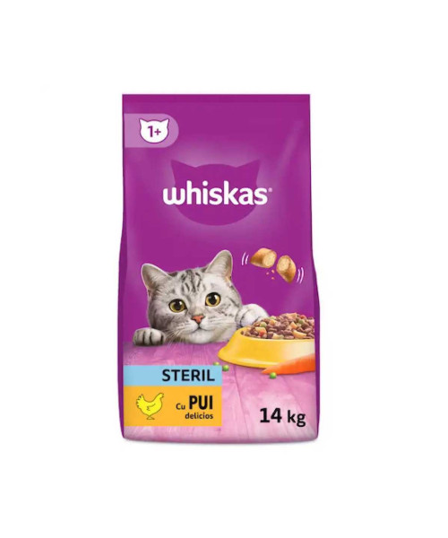WHISKAS Hrana uscata pisici adulte Sterile cu pui 14kg