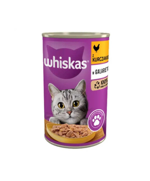 WHISKAS, Hrana umeda pentru pisici cu pui in aspic 400 g