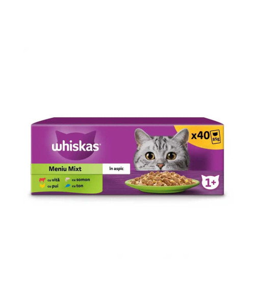 Hrana umeda pentru pisici, Selectii Mixte (in aspic), 40x85g WHISKAS