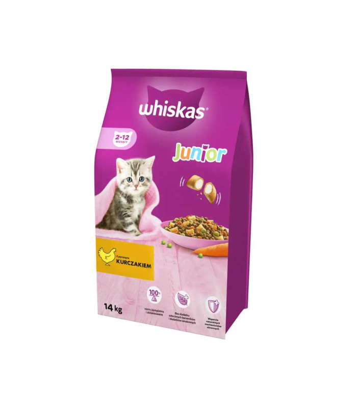 WHISKAS, Hrana uscata pentru pisici  Junior cu pui 14 kg