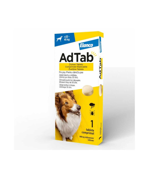 AdTab Dog 900 mg pentru caini 22-45 kg , 1 tableta