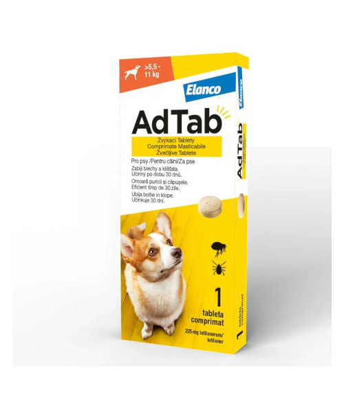 AdTab Dog 225 mg pentru caini 5.5-11 kg , 1 tableta