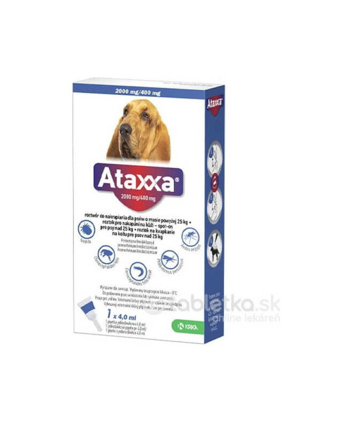 Ataxxa, pentru caini 25-40 Kg, 2000mg/400mg, 1 pipeta