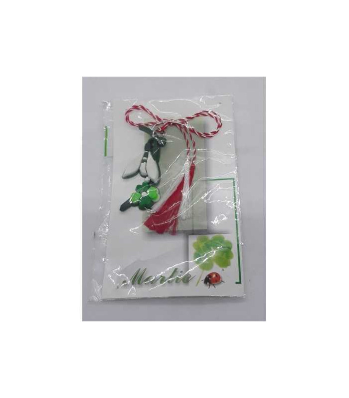 Martisor cu ghiocel si trifoi din cauciuc