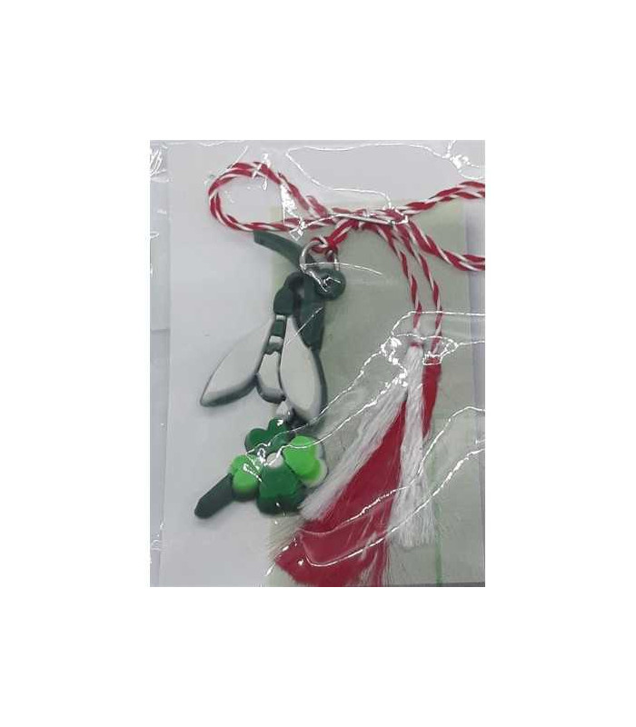 Martisor cu ghiocel si trifoi din cauciuc