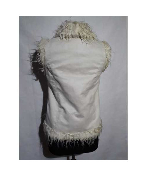 Vesta copii din imitatie piele intoarsa cu floricele