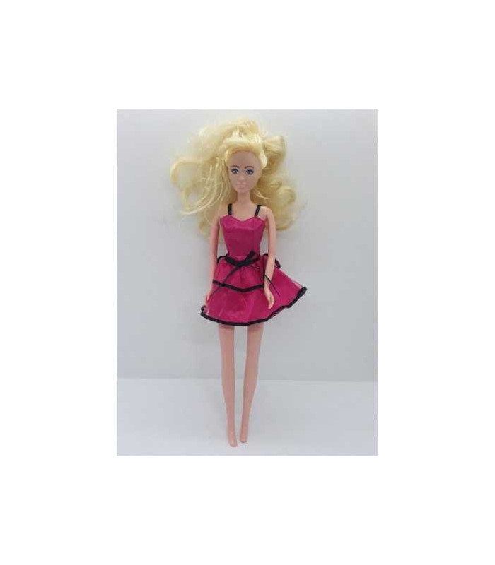 Papusica cu parul lung si rochita cu bretele Auchan