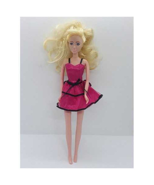 Papusica cu parul lung si rochita cu bretele Auchan