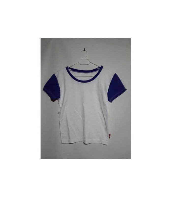 Tricou dama cu maneca scurta culoare alb cu albastru