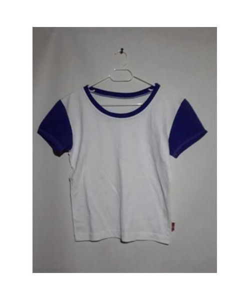 Tricou dama cu maneca scurta culoare alb cu albastru