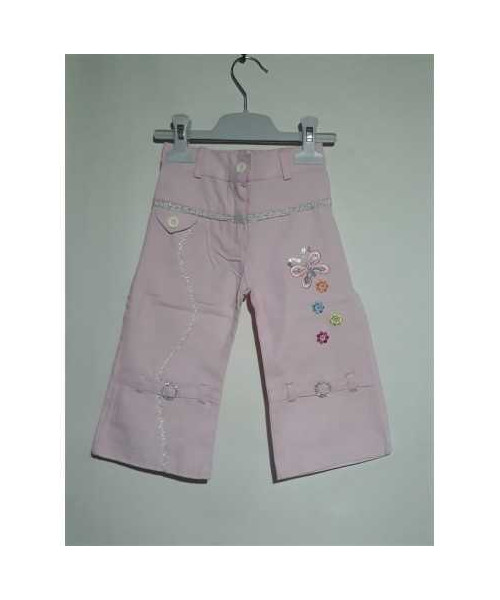 Pantaloni roz cu floricele si fluturas Unruly lungime 40 cm