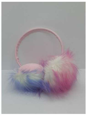 Bentita cu protectie pentru urechi din blanita sintetica Rainbow