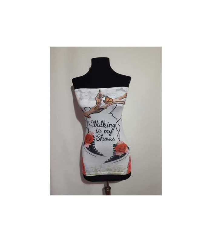 Top dama fara bretele cu imprimeu multicolor