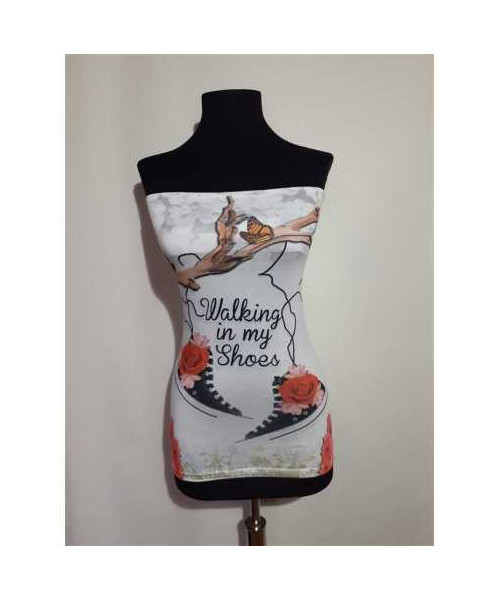 Top dama fara bretele cu imprimeu multicolor