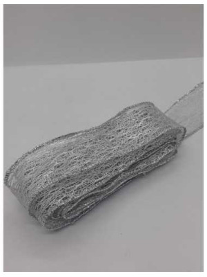 Panglica decorativa culoare argintiu pentru brad Craciun 2