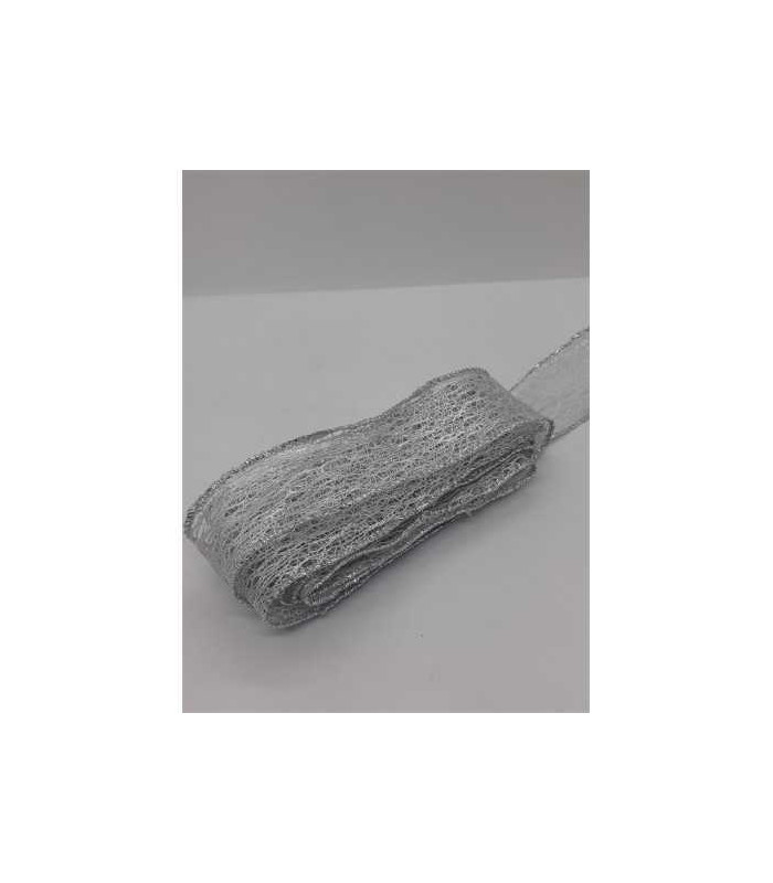 Panglica decorativa culoare argintiu pentru brad Craciun