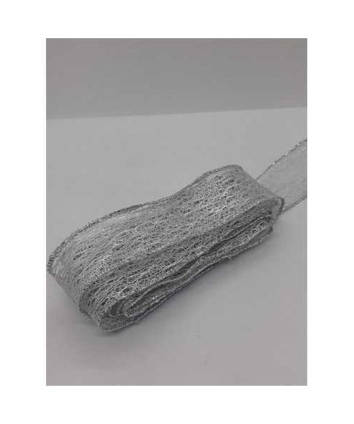 Panglica decorativa culoare argintiu pentru brad Craciun