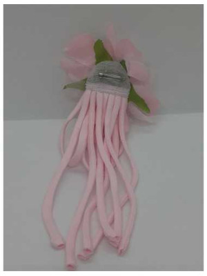 Brosa din material textil floare cu franjuri 2