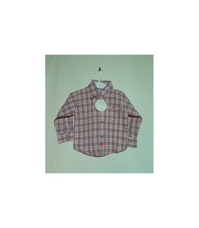 Camasa din bumbac maneca lunga roz cu dungi 6-9 luni Teen Club