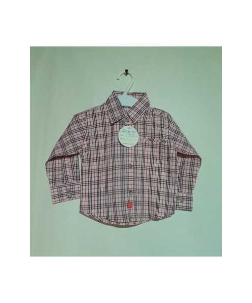 Camasa din bumbac maneca lunga roz cu dungi 6-9 luni Teen Club