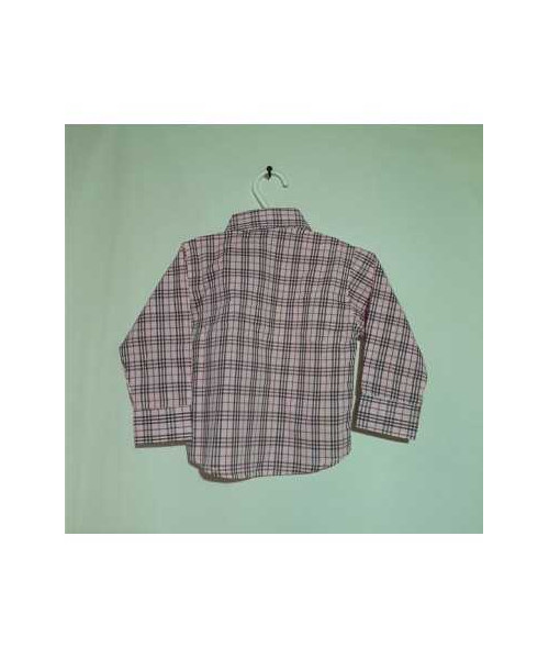 Camasa din bumbac maneca lunga roz cu dungi 6-9 luni Teen Club