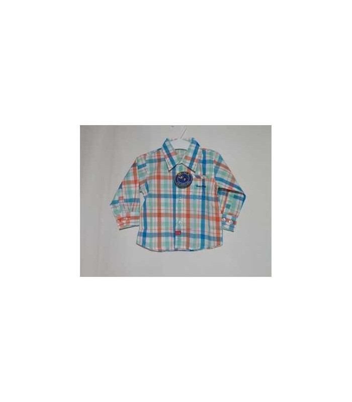 Camasa din bumbac maneca lunga in carouri multicolora 6-9 luni Teen Club