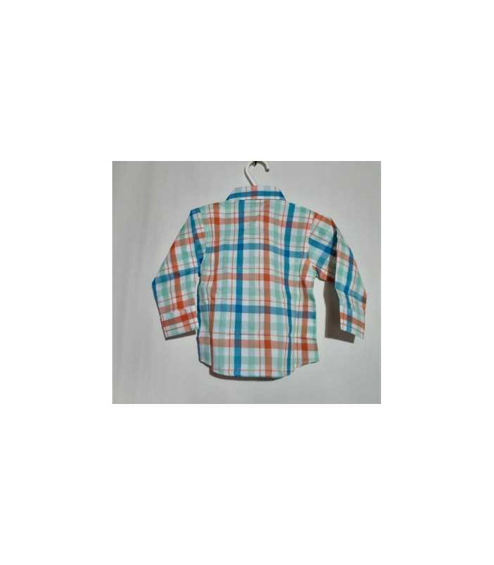 Camasa din bumbac maneca lunga in carouri multicolora 6-9 luni Teen Club