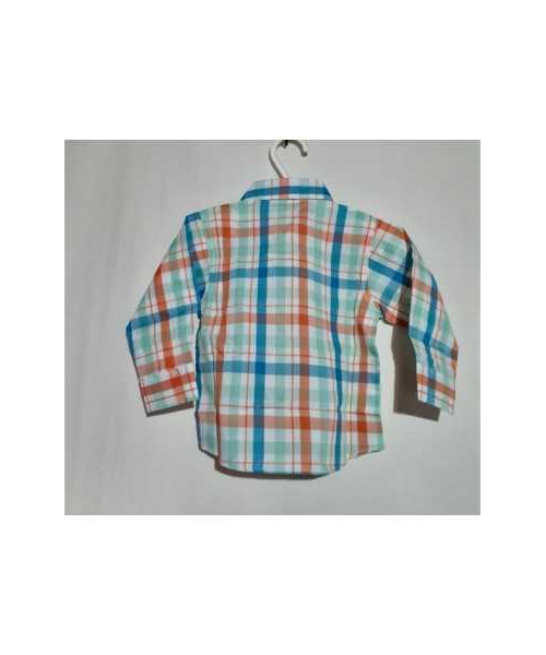 Camasa din bumbac maneca lunga in carouri multicolora 6-9 luni Teen Club