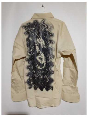 Camasa barbati culoare crem cu imprimeu 2