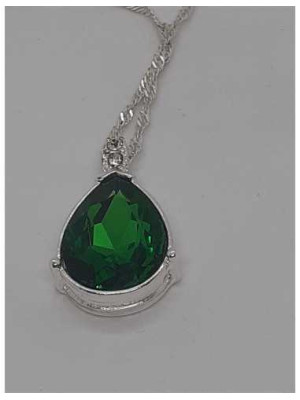 Lantisor argintiu cu pandantiv piatra verde Avon