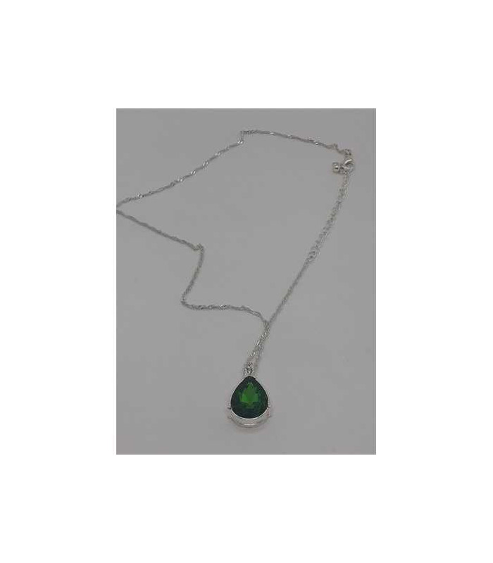 Lantisor argintiu cu pandantiv piatra verde Avon