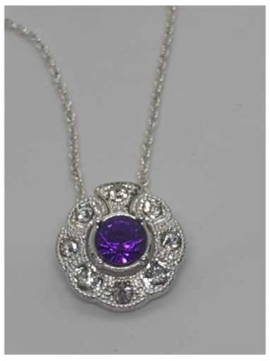 Lantisor argintiu cu pandantiv piatra mov Avon