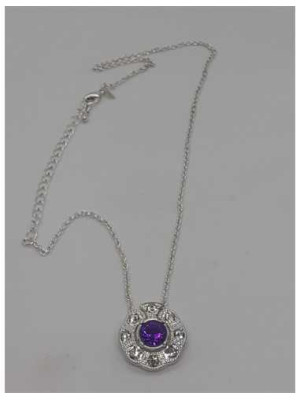 Lantisor argintiu cu pandantiv piatra mov Avon 2