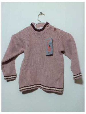 Pulover pentru fetite cu nasturei pe umar Tricodava