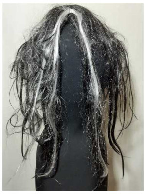 Peruca vrajitoare par lung negru cu suvite albe