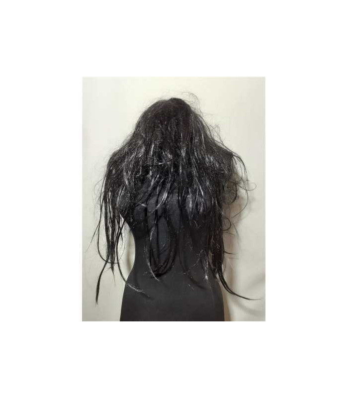 Peruca vrajitoare par lung negru cu suvite albe