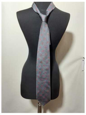 Cravata barbati culoare gri cu model rosu Bigotti