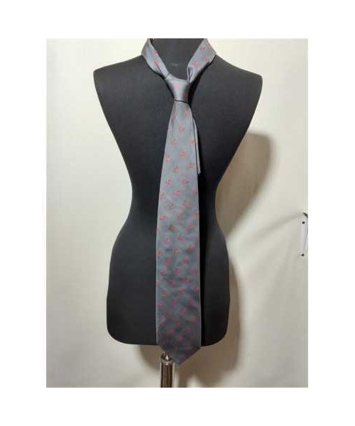 Cravata barbati culoare gri cu model rosu Bigotti