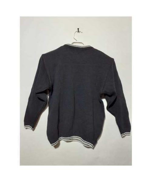 Pulover pentru copii culoare negru cu alb Tricodava 5-6 ani