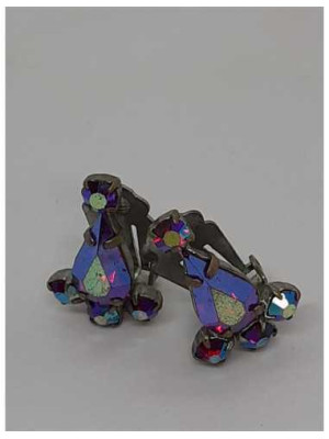 Cercei dama clips cu pietricele multicolore