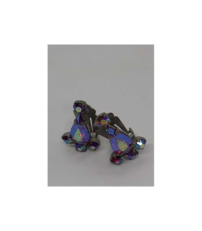 Cercei dama clips cu pietricele multicolore